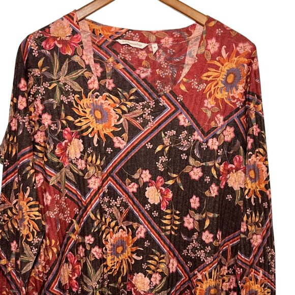 Soft Surroundings Boho Earthy Granola Cottage Indie Long Flowy Tunic Top Large - Picture 4 of 12
